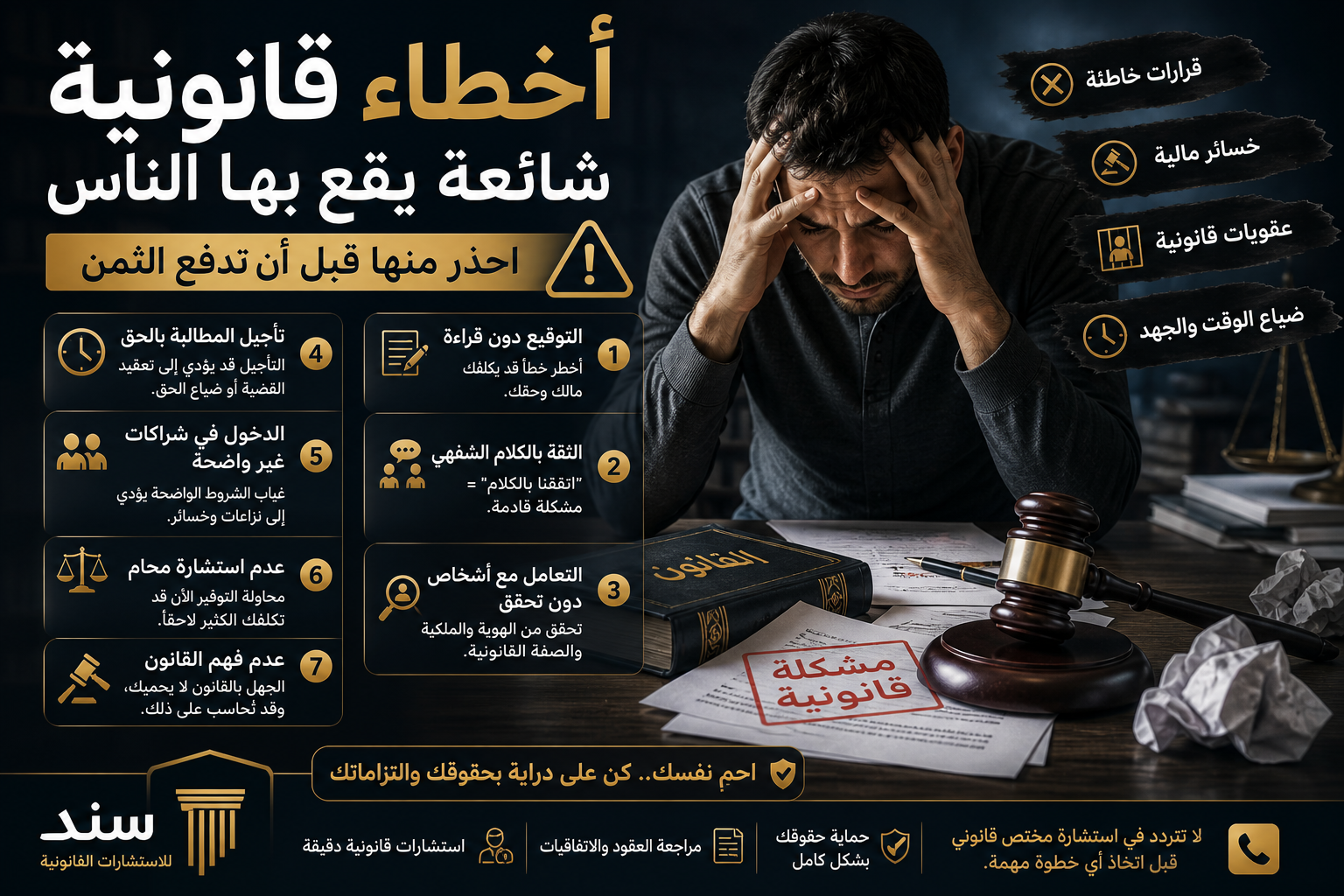 أخطاء قانونية شائعة يقع بها الناس 